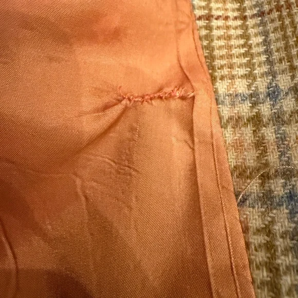 Forenza Vintage 80s Tweed Plaid Wool Leather Collar Hip Pockets Blazer Sz 4 - Picture 6 of 9